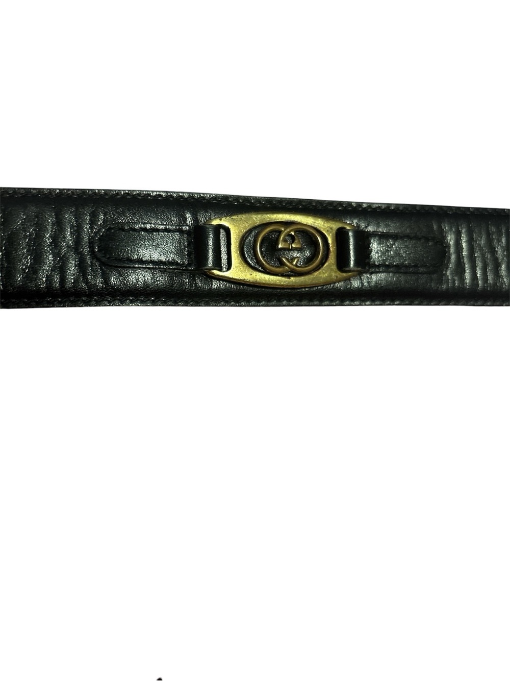 Vintage Gucci Black Leather Belt with Gold Double-G Accents - Picture 6 of 7